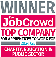  Winner - The JobCrowd Top Company for apprenticeships to work for 2024/25 charity education and public sector